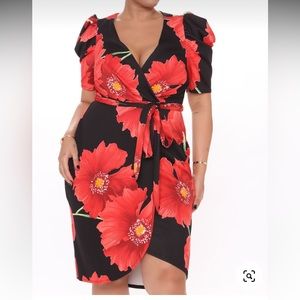 Fashion Nova Cha Cha Mama faux wrap dress.